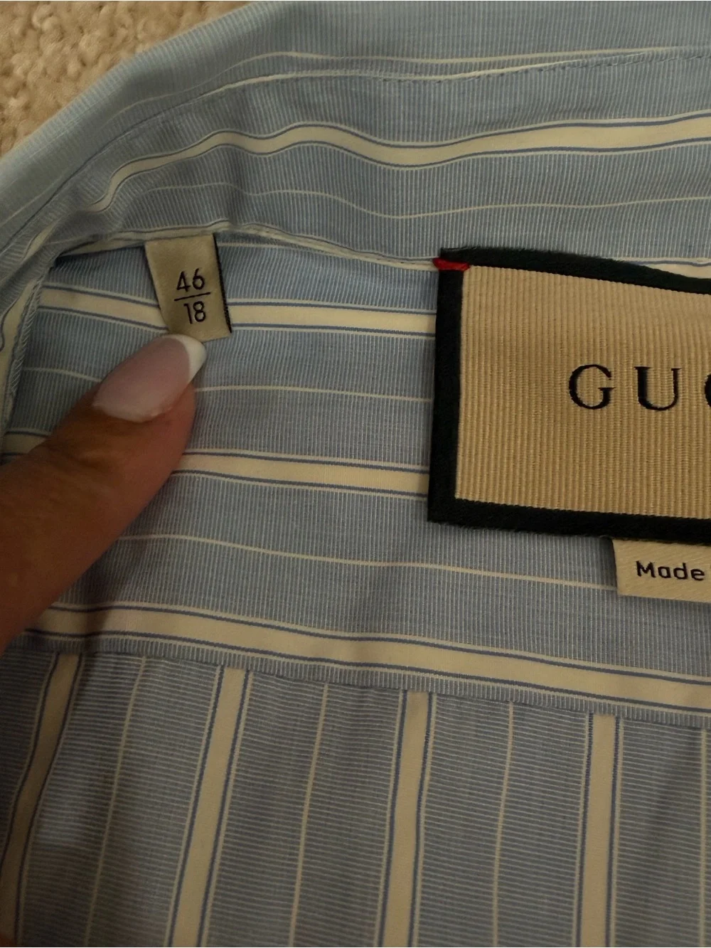 Gucci Light Blue and White Striped Men’s Button-Down Shirt